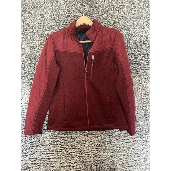 Men’s Swiss Tech Coat/Jacket Soft Shell Size Large Lined Burgundy - Picture 1 of 10